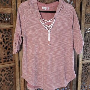 Signify Dusty Pink Lace-Up Top